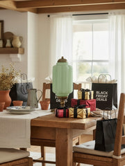 Eloise Scallop Glass Shade Vintage-Inspired Table Lamp for Bedroom and Living Room Accent Lighting